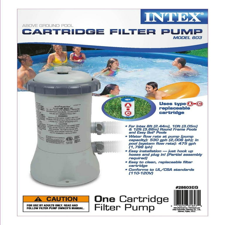 Intex Krystal Clear 530 GPH Ground Pool Cartridge Filter Pump with