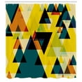 thumbnail image 3 of Geometric Shower Curtain, Modern Triangles 3 Dimensional Fantasy Shapes in Summer Tones, Fabric Bathroom Set with Hooks, 69W X 84L Inches Extra Long, Earth Yellow and Multicolor, by Ambesonne, 3 of 3