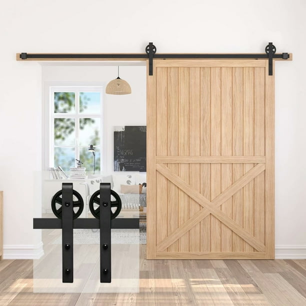 Homlux 10ft Sliding Barn Door Hardware Kit Easy To Install Fit 60 Wide Black Industrial Big Wheel Hangers 2x 5ft Rails Com Homlux 10ft Sliding Barn Door Hardware, 10 Ft Sliding Door Hardware