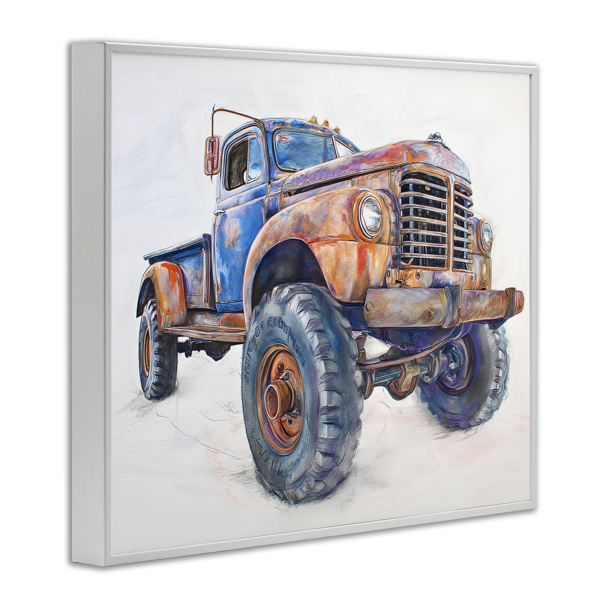 Stupell Industries Old Rustic Truck Illustration White Framed Giclee Art, design by Steve Hunziker