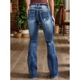 thumbnail image 3 of Aprpith Women's Flare Jeans Stretch Retro Denim With  Silhouette Mid Rise Bootcut Trousers for Regular Sizes, 3 of 7