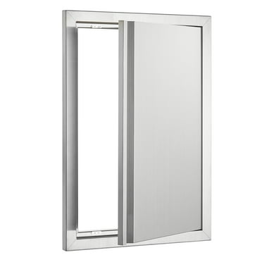 KFFKFF Barbecue Access Door, 17W x 24H Inch Solo Outdoor Cuisine Door, Stainless Steel Inset Door, Wall Upright Door with Inset Handle, for Barbecue Island, Grill Spot, External Cupboard