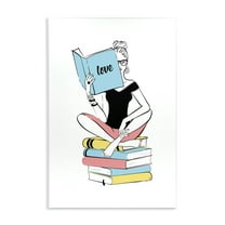 Stupell Industries Book Love Girl Novelty Painting Unframed Art Print Wall Art, 10 x 15