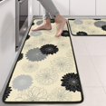thumbnail image 2 of Geometric Flower and Dahlia Beige Anti Fatigue Kitchen Rugs Set Of 2, Non Slip Washable Decorative Floor Mats for Sink Laundry and Home Use, 17"x47", 2 of 5