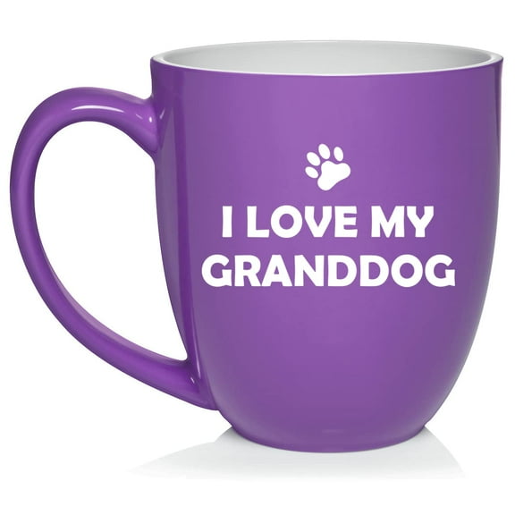 I Love My Granddog Grandparent Of Dog Grandpa Grandma Ceramic Coffee Mug Tea Cup Gift (16oz Purple)