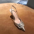 thumbnail image 2 of Zapatos de tacón alto plateados con puntas de diamante para mujer 2024 Nuevo estilo Sandalias de tacón fino con vestidos y auriculares, 2 of 4