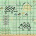 thumbnail image 2 of Ambesonne Cartoon Fabric by the Yard Upholstery, Hedgehog Forest Herbs Art, 5 Yards, Mint Green Grey Peach, 2 of 5