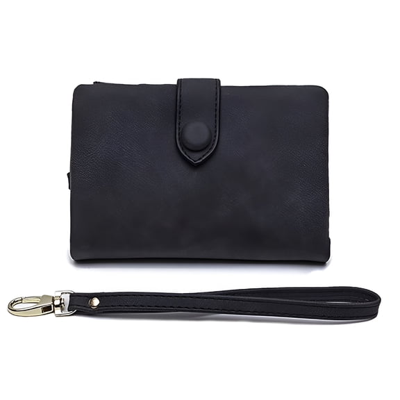 GASTROPOD Women'S Small Bifold Leather Wallet Blocking Ladies Wristlet with Card Holder Id Window Coin Purse,Black