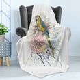 thumbnail image 4 of Tropical Soft Flannel Fleece Blanket, Parrot Bird Sitting on Dahlia Daisy and Hibiscus Flower Bouquet Brushstroke Effect, Cozy Plush for Indoor and Outdoor Use, 50" x 60", Multicolor, by Ambesonne, 4 of 5