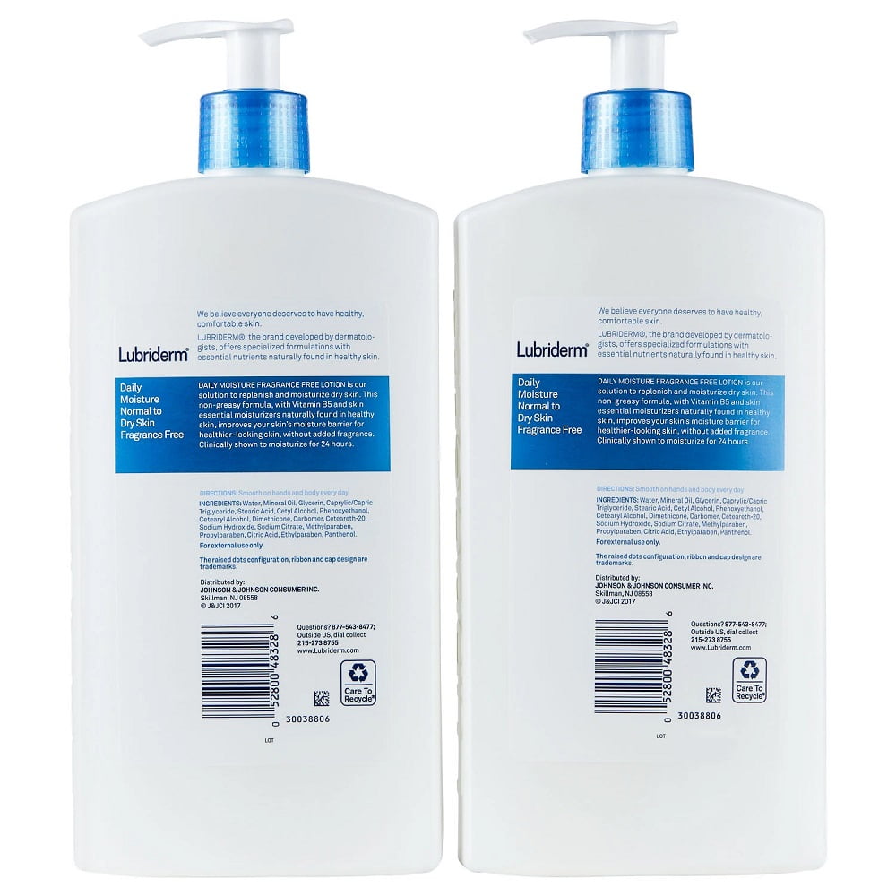 Pack of 2 Lubriderm Daily Moisture Body Lotion Fragrance-Free 24