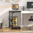 thumbnail image 2 of Aheaplus Mobile 4-Level Height Adjustable CPU Tower Stand with Wheels & Power Strips - 24" Black Walnut Under-Desk Holder, 2 of 8