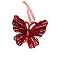 thumbnail image 2 of Konghyp Burgundy Bow Christmas Decoration, Hanging Christmas Tree Ornament, Flocking Holiday Decor, Lightweight Flocked Red Xmas Accessory, Exquisite Festive Design, 2 of 6