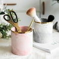 thumbnail image 3 of Ceramic Marble Pattern Desktop Organizer Pen Holder Makeup Brush Bucket Pencil Storage Container, 3 of 9