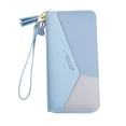 thumbnail image 1 of Cartera grande Colcomx para mujer con borla plegable organizador Azul largo, 1 of 7