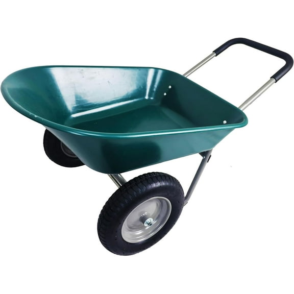 MY.2-Wheel Barrel Heavy-Duty Garden Wheelbarrow Cart with Pneumatic Tires, 5 Cu Ft Capacity & Built-in Stand – 300 lbs Load, Easy-Grip Handles, Lightweight, Green
