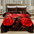 thumbnail image 2 of JML Soft Fleece Blanket for Bed Queen 75"x87" 5lb,2 Ply Raschel Blanket Brown Floral, 2 of 7