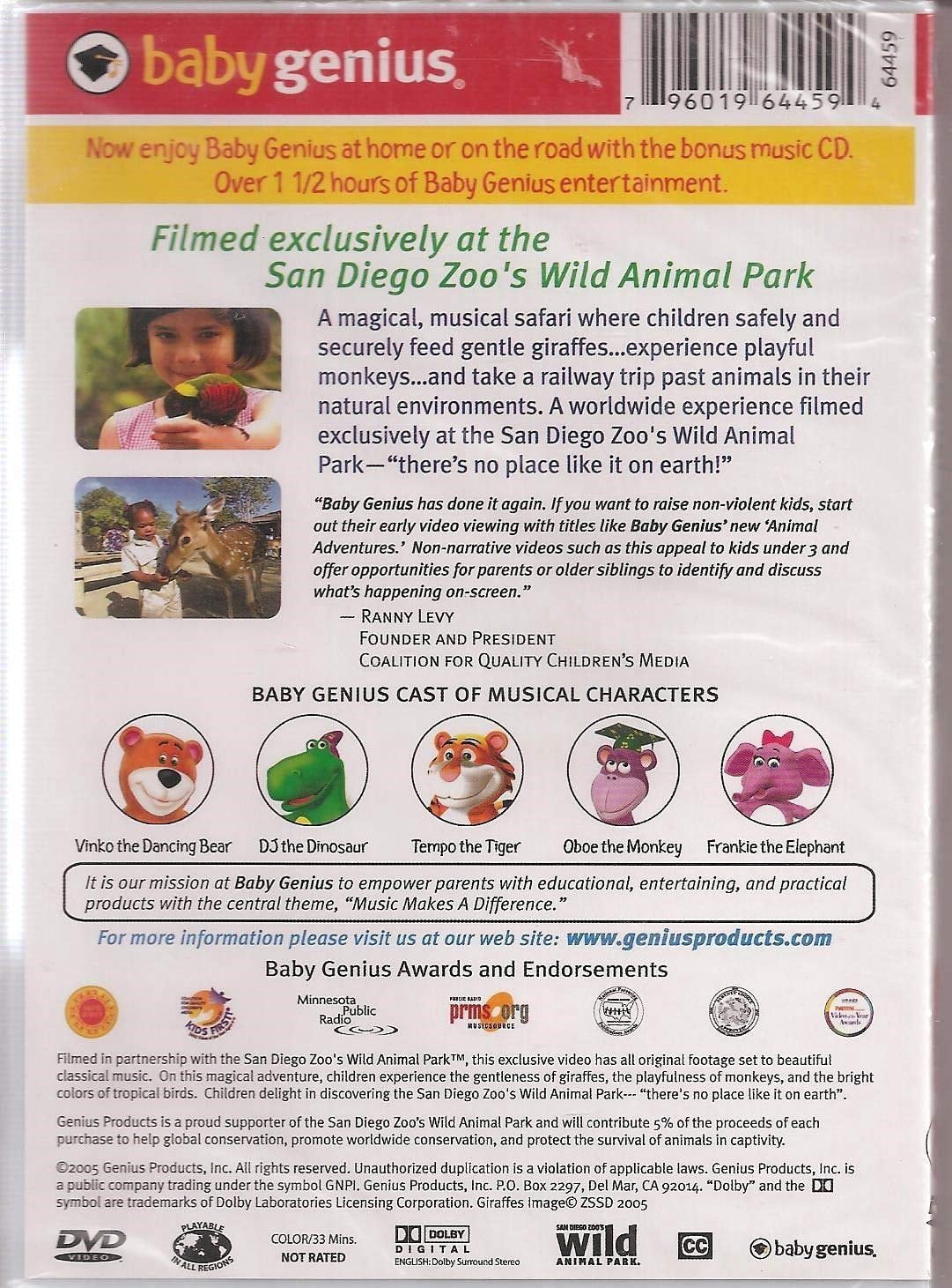Pre-Owned Baby Genius Animal Adventures DVD w/Bonus Music CD