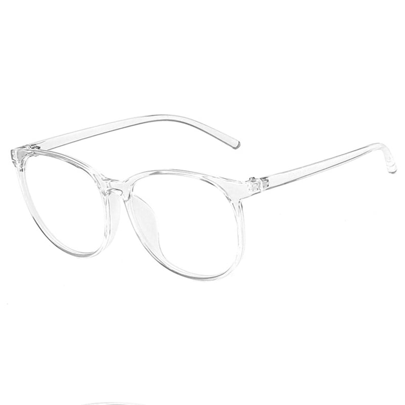 Oversized Round Horn Rimmed Eye Glasses Clear Lens Oval Frame Anti-Blue Anti Eyestrain Headache for Reading/Gaming