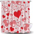 thumbnail image 3 of Valentine''s Day Shower Curtain Red Heart Romantic Love Dreamy Lovely Cute Heart Modern Sweet Love Couple Wedding Bath Curtain with Hooks, 3 of 6