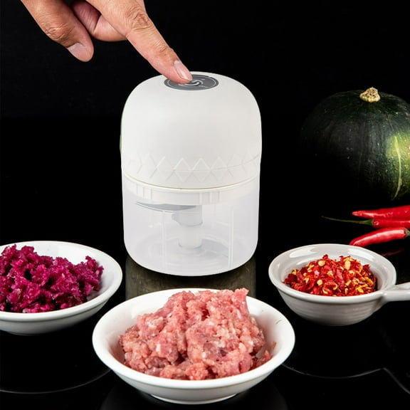 Portable Mini Food Chopper - 250ML Wireless Electric Food Processor for Garlic, Vegetables, Onions - 3-Blade, 23W Motor, USB Rechargeable, Lightweight (Green White)