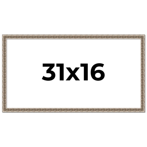 31x16 Frame Silver Versailles Ornate Solid Wood Picture Frame | 1 Inch Moulding Width | Interior