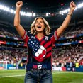 thumbnail image 6 of 2026 New Womens USA Soccer Jersey T-Shirt Printed, United States Jersey Soccer, V Neck Short Sleeve Match Day Sweat Resistant Football Training Shirts for Adult(Black, XL), 6 of 6