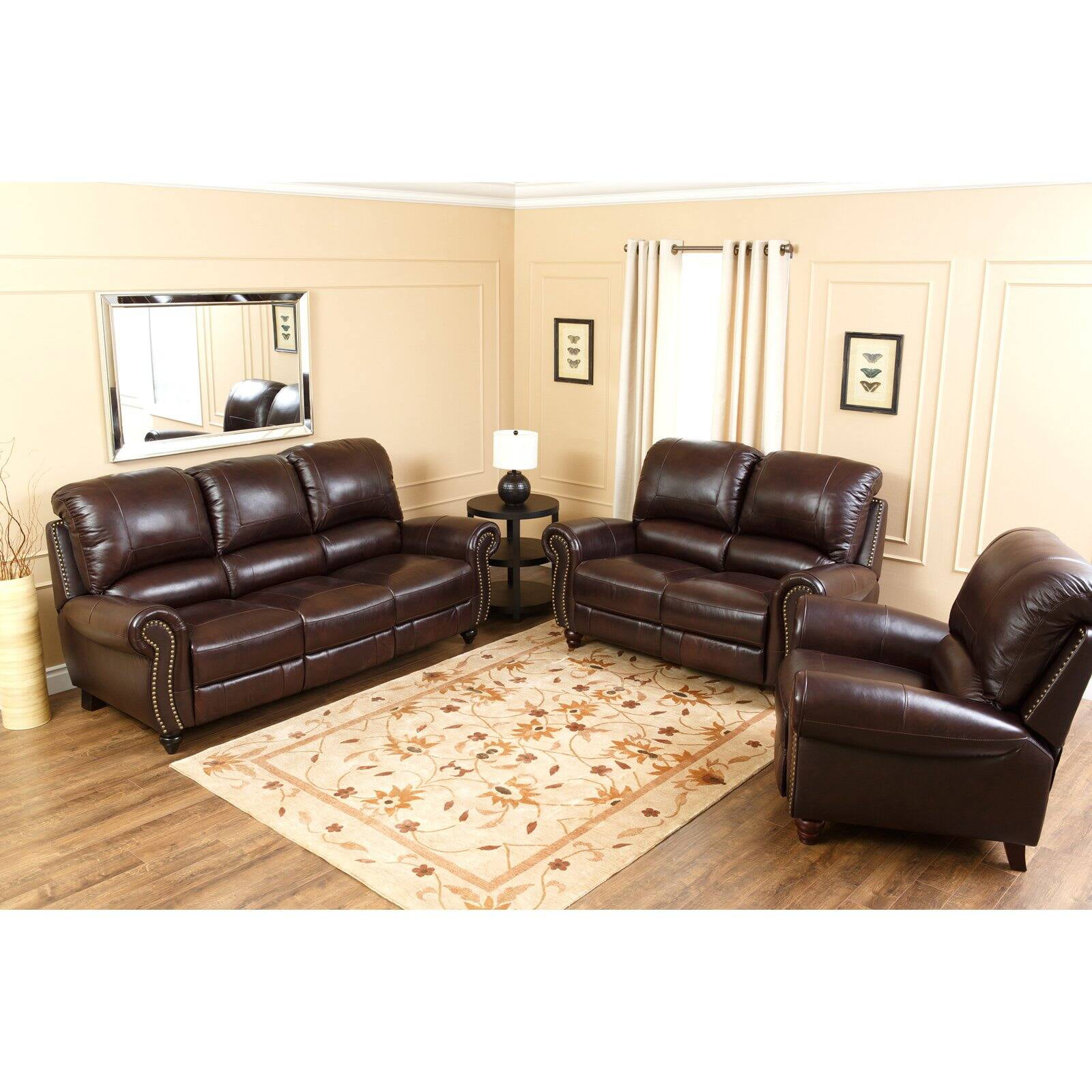 Devon & Claire Ledford Burgundy Leather Reclining Sofa Set