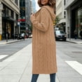 thumbnail image 3 of cocolona Womens Cable Knit Long Sweater Cardigan Loose Casual Hooded Long Sleeve Sweater Solid Color Trendy Fall Tunic Cardigan, 3 of 5