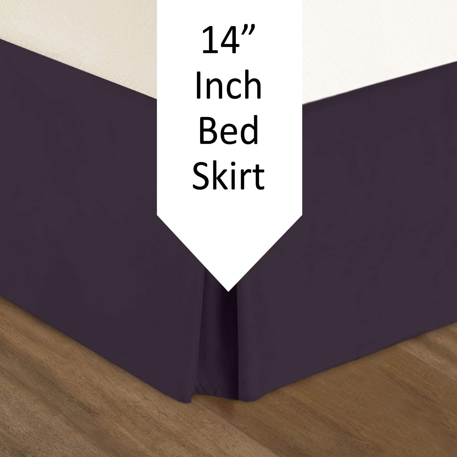 Wrinkle & Fade Resistant Bed Skirt Dust Ruffle Queen Eggplant-Purple