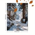 thumbnail image 2 of Snow Evergreen Winter Forest Path Canvas Print, Serene Seasonal Rustic Home Living Room Wall Decor Art, 2 of 7