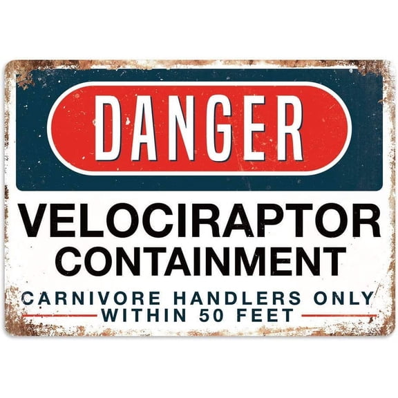 Park Tin Sign Danger Velociraptor Containment Metal Tin Signs Bar Home Wall Decorative Sign Art 8X12 Inches