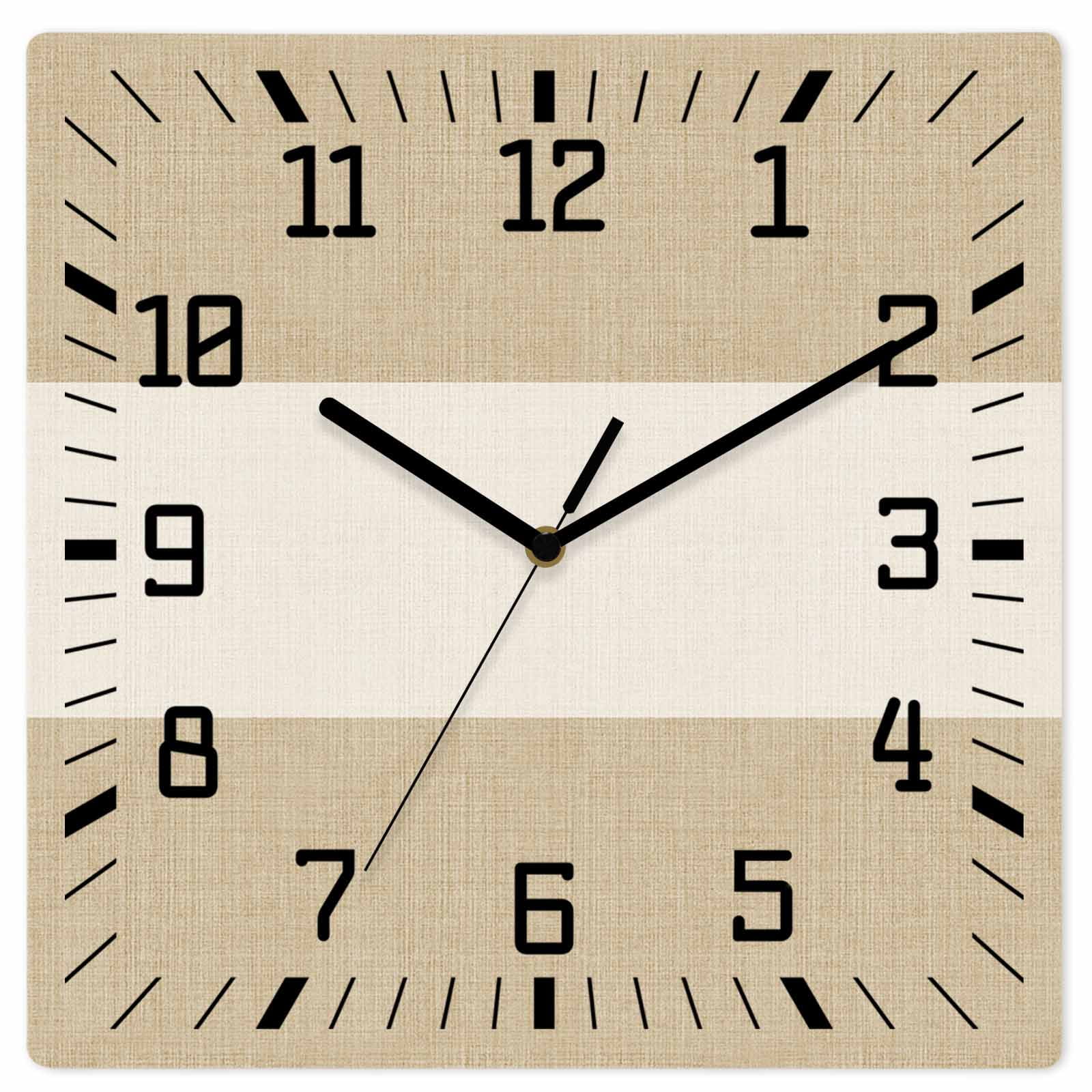 Rustic Vintage Wooden Wall Clock Silent Non Ticking, Farmhouse Countryside Linen Texture Square Wall Clocks Rustic Vintage Wooden Wall Clock Silent Non Ticking, Farmhouse Countryside Linen Texture Square