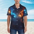 thumbnail image 2 of Honeii Red And Blue Fire Dragon C Print Men’s Hawaiian Shirt,Classic Button-Down Short Sleeve Shirt, for Beach, Vacation, and Outdoor Activities,Large, 2 of 7