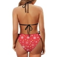 thumbnail image 6 of Chririnla Women's Christmas Snowflake Bell Print Halter Bikini Set - Sexy Two Piece Triangle Swimsuit for Beach Vacation & Pool Party, 6 of 9