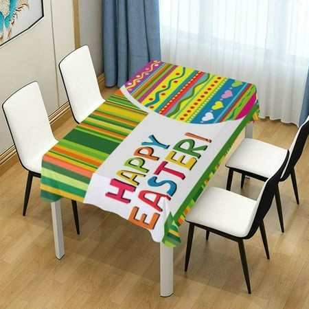 

Hyjoy Easter Stripe Egg Rectangle Tablecloth Spill-Proof Polyester Table Cloth Table Cover for Kitchen Dining Picnic Holiday Party Decoration 54x72 Inch