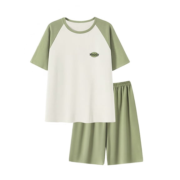 snilers Mens Pajamas Set Short Sleeve Crew Neck T Shirts and Shorts 2 Piece Outfits Plus Size Matching Sets Fashion Casual Loose Lounge Set