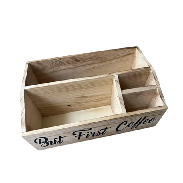 Organizador de estación de café estilo granja para estación de café, paquete de azúcar y condimentos marrón