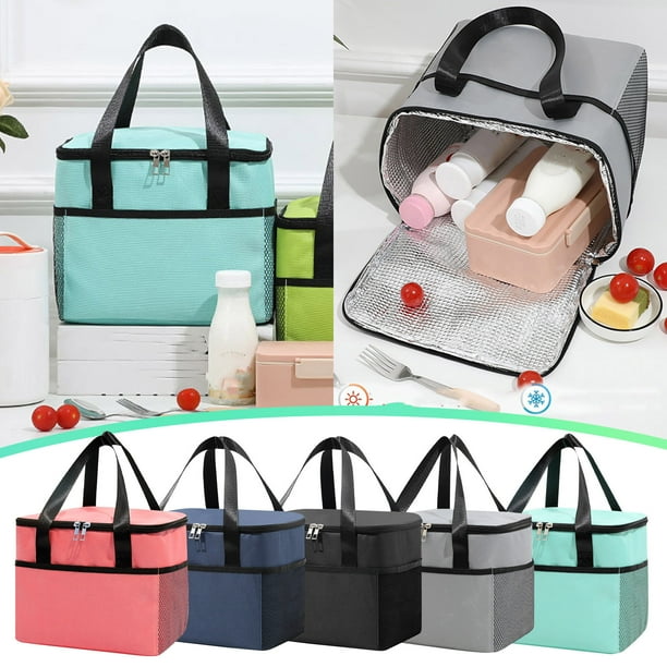 Bolsa térmica aislante - bolsa térmica impermeable con correa en el hombro • 7,87x9,05x6,88 pulgadas • Gran capacidad para oficinas, senderismo y playa • Tela Oxford
