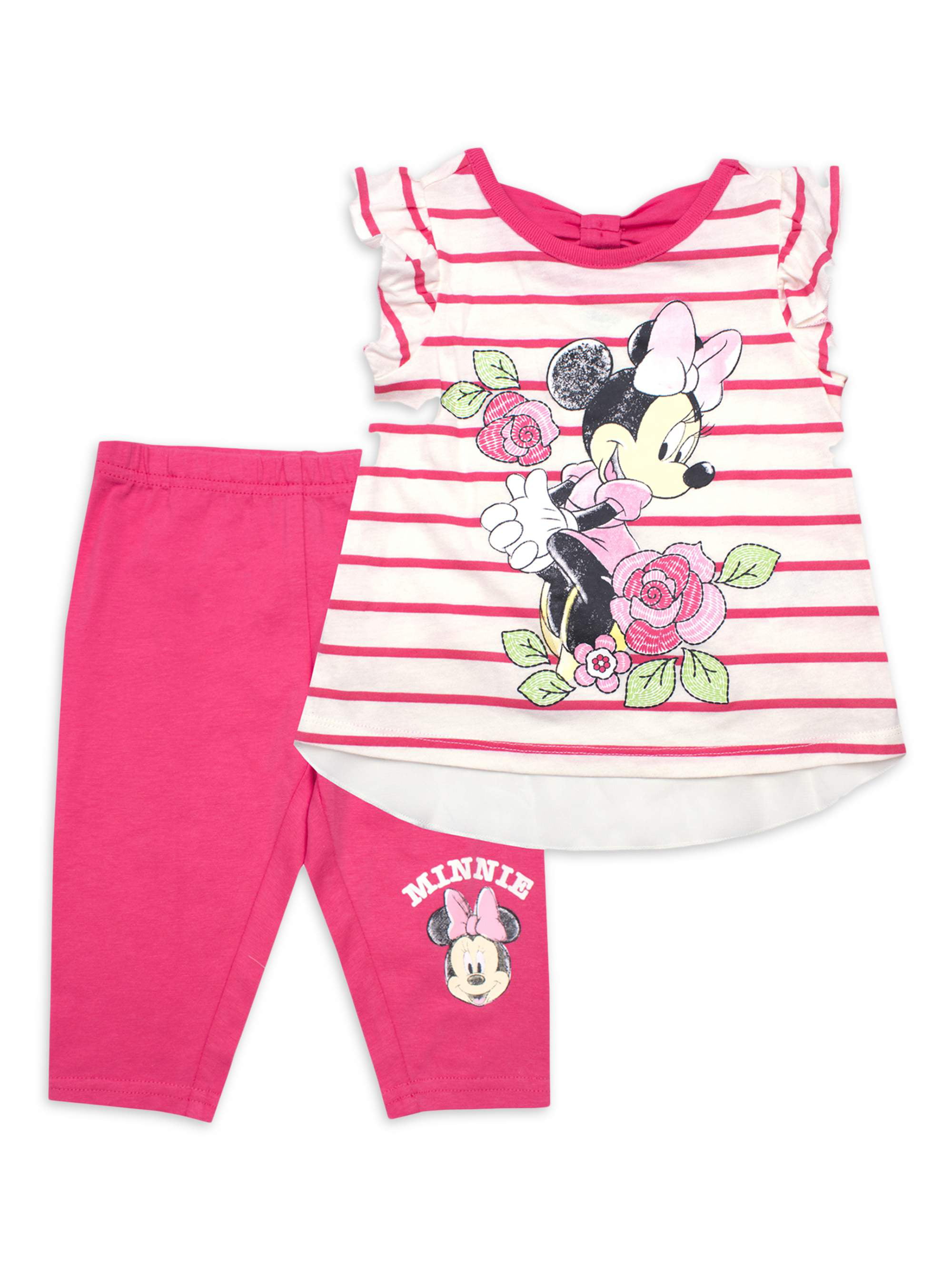 Disney Minnie Mouse Baby Stripe Top Legging Outfit, 2pc set - Walmart.com