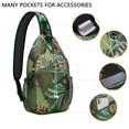 thumbnail image 2 of Jungle Leaves Sling Backpack, Lightweight Tropical Crossbody Bag with Hawaiian Floral Pattern, Exotic Botanical Print, Palm Leaves and Colorful Summer Style, 2 of 6