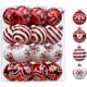thumbnail image 1 of ZHAOCHENG Adornos tradicionales de bolas de Navidad rojas y blancas de 24 quilates y 60 mm, adornos colgantes decorativos para decoración navideña, 1 of 5