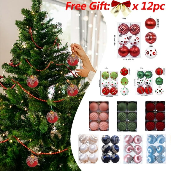 Dmlowu Christmas Ball Ornaments, 6-Pack Shatterproof Christmas Ornaments, Hanging Christmas Decorations Balls for Christmas Tree Holiday Wedding Party, 8cm
