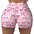 thumbnail image 2 of Fotbe Pink bows Shorts Sin Costuras – Shorts Deportivos de Cintura Alta para Mujer, Elásticos para Gimnasio, Yoga, Running o Ciclismo-X-Large, 2 of 8