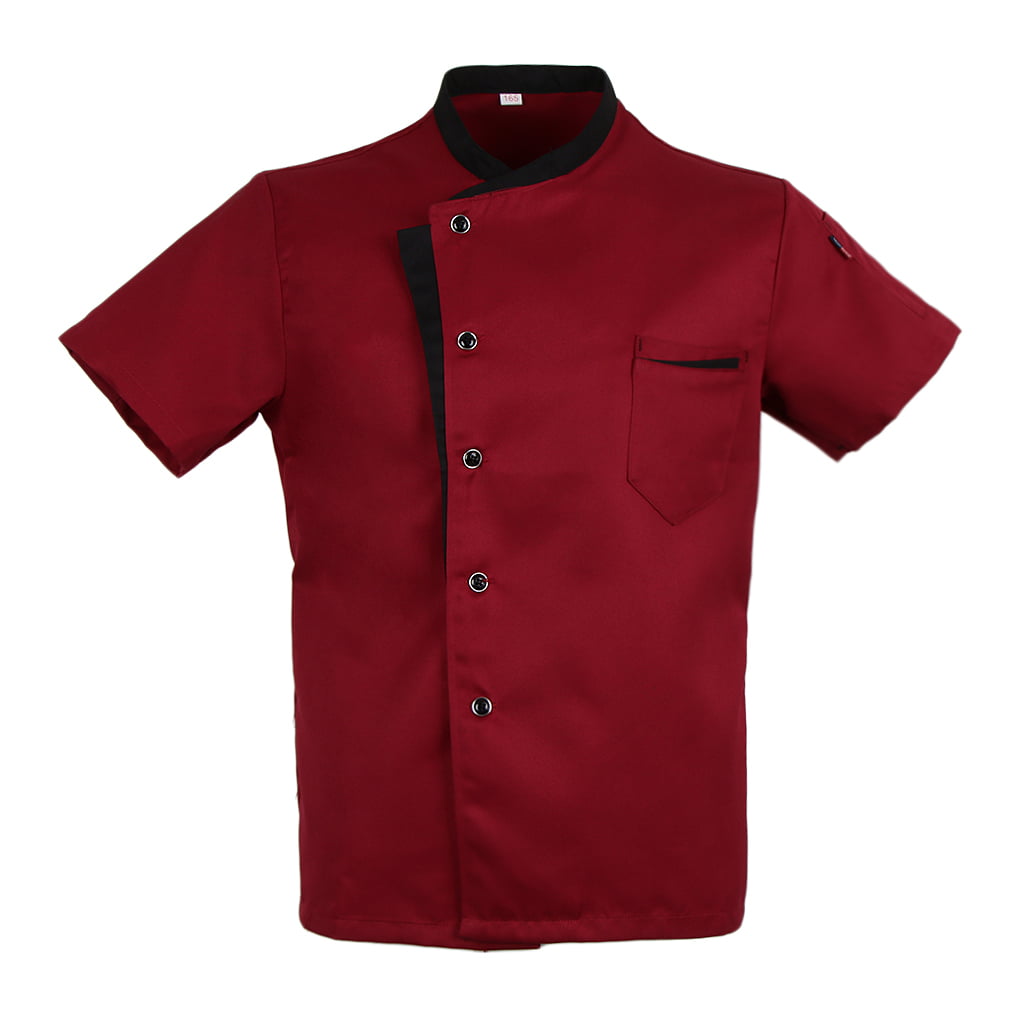 Single-breasted Chef Jackets Coat Short Sleeves Shirt Kitchen Uniform Unisex 