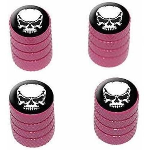 Tribal Skull on Black Tire Rim Wheel Aluminum Valve Stem Caps, Multiple