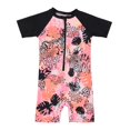thumbnail image 1 of Nano One-Piece Rashguard Girls Short-Sleeve Swimsuit - New Peach (6-9 Months), 1 of 4