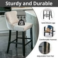 thumbnail image 3 of Velvet Counter Height Bar Stools Set of 2, Upholstered Barstools with Button Tufted Back and Nailhead Trim, Modern Wing-Back Counter Height Chair for for Kitchen, Home Bar, Dining Room, Beige, 3 of 7