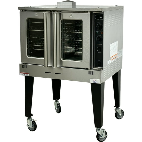 NSF Certified Commercial Convection Oven, Natural Gas, 60,000 BTU, 5 Racks, 150°F–500°F, Stainless Steel, Heavy Duty Restaurant Kitchen Oven