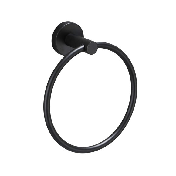 USHOWER Matte Black Towel Ring, Hand Towel Holder for Bathroom Wall Mounted, Durable 304 Stainless Steel, Modern Style