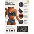 thumbnail image 4 of SHEWIN Swimsuit Women Embroidered Floral Textured Bikini Sets 2 Piece High Waisted Bathing Suits Lace Up Back Scalloped V Neck Swimwear, 4 of 8